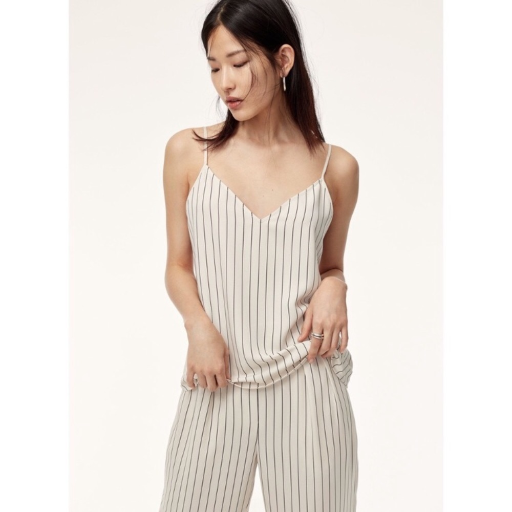 Aritzia striped everly camisole cream size XS